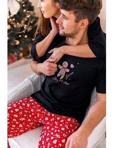 Sensis Vianočné pánske bavlnené pyžamo Mike, Farba čierna-červená