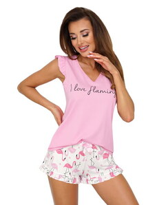 Donna Štýlové dámske pyžamo krátke Flamingo ružové, Farba ružová