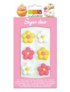 Scrapcooking Cukrové zdobenie - Kvietky (biele, ružové, žlté) 6 ks