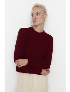 Trendyol Collection Claret Red Stand Golier Pletený sveter