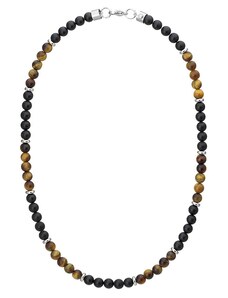 Manoki Pánský korálkový náhrdelník Joel - 6 mm Tygří oko a černý Onyx