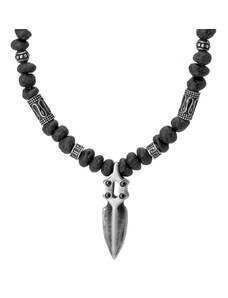 Manoki Exkluzivní pánský korálkový náhrdelník Quentin - lávový kámen, vintage
