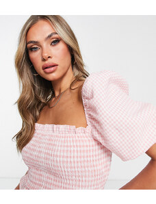 Missguided milkmaid top in pink gingham