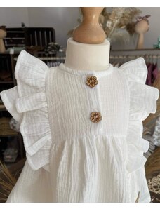 ZuMa Style Dievčenské šaty mušelínové s krátkym rukávom - 62, Biela