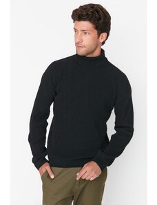 Trendyol Collection Čierny oversize široký sveter s rolákom