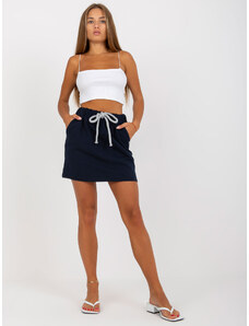 Fashionhunters Basic cotton miniskirt in dark blue