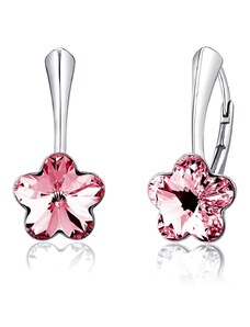 Ligot Strieborné náušnice so Swarovski Crystals kvet ružový VSW019E-ROSE