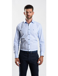 Alain Delon Bledomodrá vzorovaná Extra Slim Fit košeľa