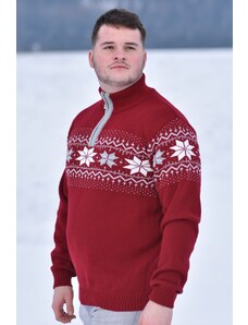 Ewident Pánsky sveter s nórskym vzorom Miro Z červená