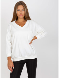 Fashionhunters Ecru basic cotton blouse with 3/4 sleeves