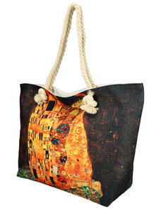 Linea Moda Veľká plážová taška v maľovanom dizajne čierna HB009