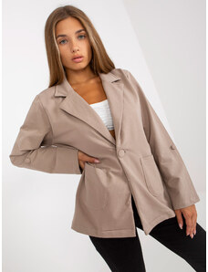 Fashionhunters RUE PARIS dark beige tracksuit jacket with pockets