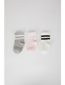 DeFacto Dievčatko, 3-dielne bavlnené dlhé ponožky s protišmykovou podrážkou