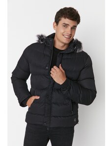 Trendyol Collection Čierna fleecová bunda Regular Fit vo vnútri odolná proti vetru