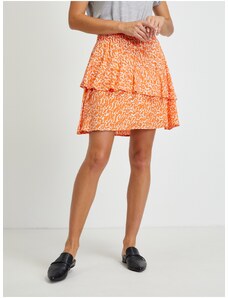 AWARE by VERO MODA Orange patterned skirt with frills VERO MODA Hanna - Women