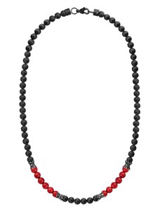 Manoki Pánský korálkový náhrdelník Efrain - 6 mm přírodní onyx a korál