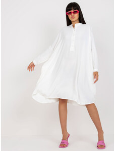 Fashionhunters Oversized white shirt dress with pockets