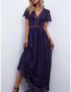 OMG dámske čipka maxi šaty Cara fialová XL