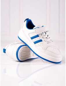 Shelvt children's sneakers made of eco leather white and blue