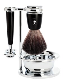 Mühle RYTMO MÜHLE Shaving set, Black Fibre, with safety razor, handle material made of high-grade resin black