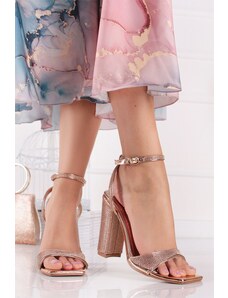 Givana Ružovozlaté sandále na hrubom podpätku Sherine