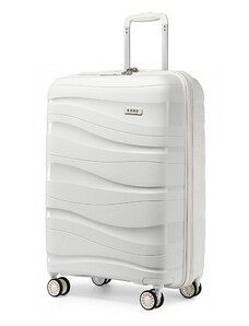 Stredný cestovný kufor KONO so zámkom biely