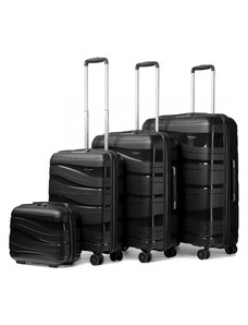 KONO Rodinný cestovný set kufrov s kozmetickým kufríkom, čierny