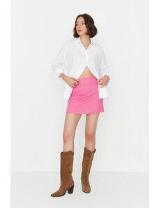 Trendyol Collection Ružová super mini tkaná sukňa