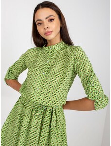 Rebaja.sk Zelené vzorované šaty s opaskom