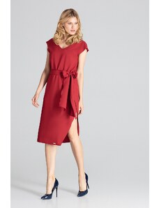 FIGL Elegantné šaty s opaskom M674 Deep Red