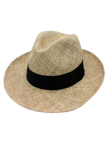 Fiebig - Headwear since 1903 Pánsky slamený Bogart klobúk z morskej trávy s čiernou stuhou - Fedora