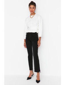 Trendyol Čierne vrecko detailné džínsy s vysokým pásom