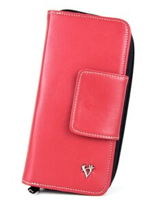 Vega Luxusná dámska kožená peňaženka s bohatou výbavou v červenej farbe