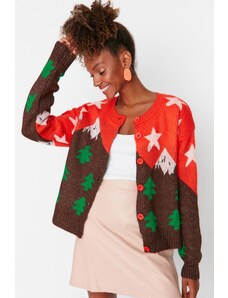 Trendyol Collection Červený pletený sveter so vzorom na šírku