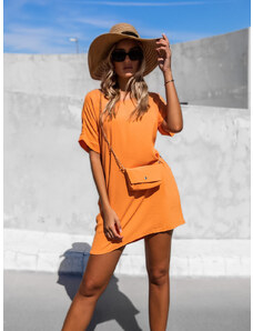 ErikaFashion Oranžové jednoduché šaty CAINEN s menšou kabelkou