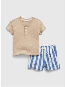 Modrý baby set - tričko a pruhované šortky GAP