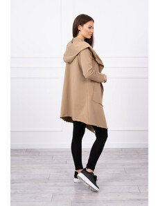 K-Fashion Voľná pláštenka s kapucňou tiav