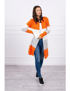 K-Fashion Pruhovaný sveter oranžová+ecru