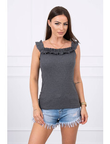 K-Fashion Trblietavá blúzka s volánikmi grafitová