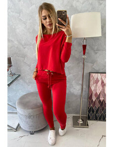 K-Fashion Súprava s oversize blúzkou červenej farby