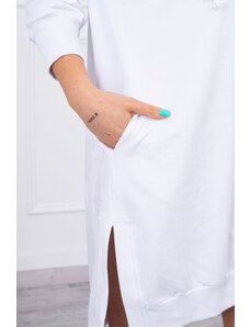 K-Fashion Šaty s kapucňou a dlhším chrbtom biele