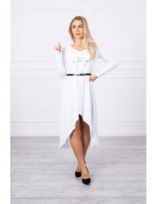 K-Fashion Šaty s ozdobným pásikom a nápismi bielej farby