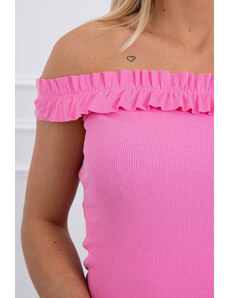 K-Fashion Trblietavá blúzka s volánikmi svetlo ružová