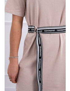K-Fashion Šaty s ozdobným pásikom béžovej