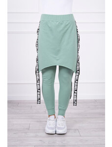 K-Fashion Nohavice/oblek s nápisom selfie tmavo mätový