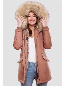 Dámska zimná bunda s kapucňou a kožušinkou Cristal Navahoo - TERRACOTE