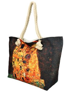 Linea Moda Velká plážová taška v malovaném designu černá HB009