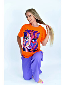Fam Dámske tričko Loose T-shirt - Oranžové