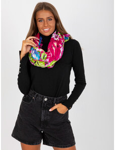 Fashionhunters Fuchsia cotton scarf with prints