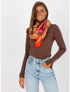 Fashionhunters Orange cotton scarf with print